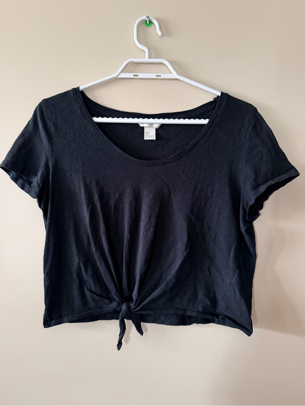 H&M - Women’s Black Tie-Front Short Sleeve Top